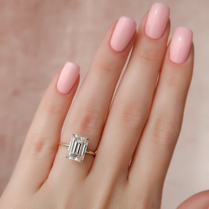 The Navy Emerald Lab Diamond Moissanite Engagement Ring *Shown with 5 ct #material_gold