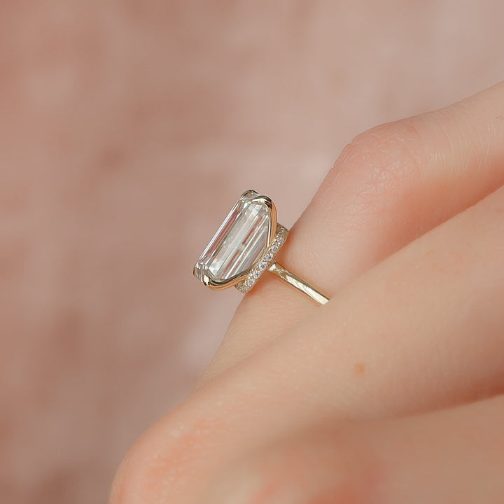 The Navy Emerald Lab Diamond Moissanite Engagement Ring *Shown with 5 ct #material_gold