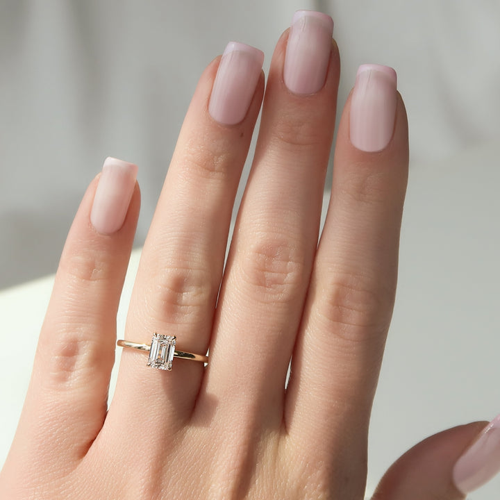 The Navy Emerald Lab Diamond Moissanite Engagement Ring *Shown with 1 ct #material_gold