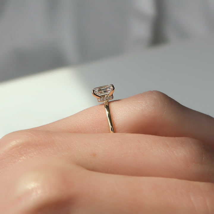 The Navy Emerald Lab Diamond Moissanite Engagement Ring *Shown with 1 ct #material_gold