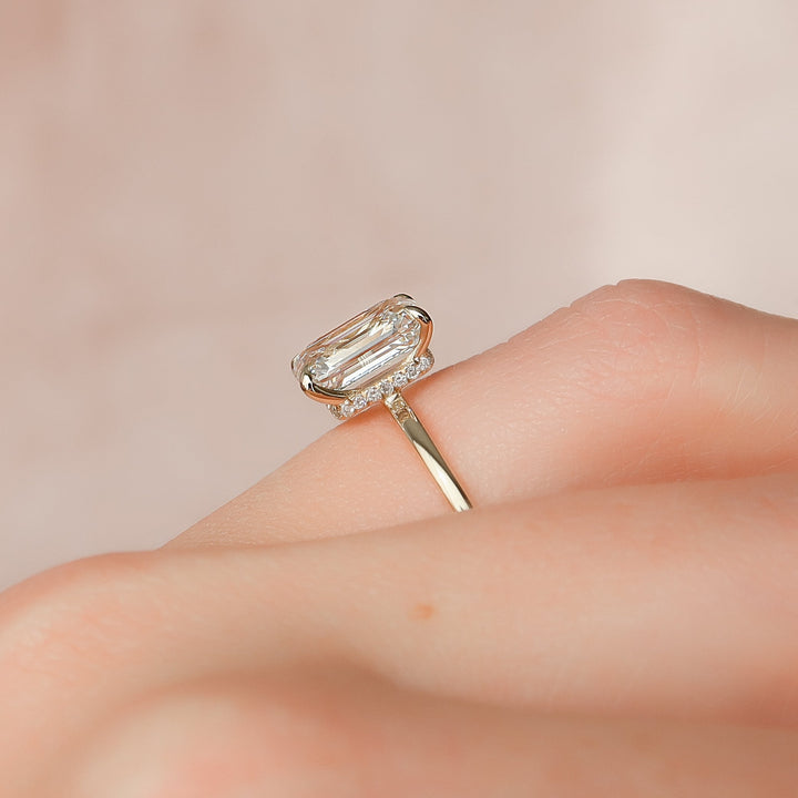 The Navy Emerald Lab Diamond Moissanite Engagement Ring *Shown with 3 ct #material_gold