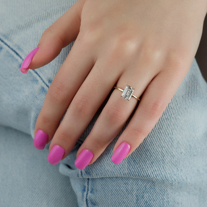 The Navy Emerald Lab Diamond Moissanite Engagement Ring *Shown with 2.5 ct #material_gold