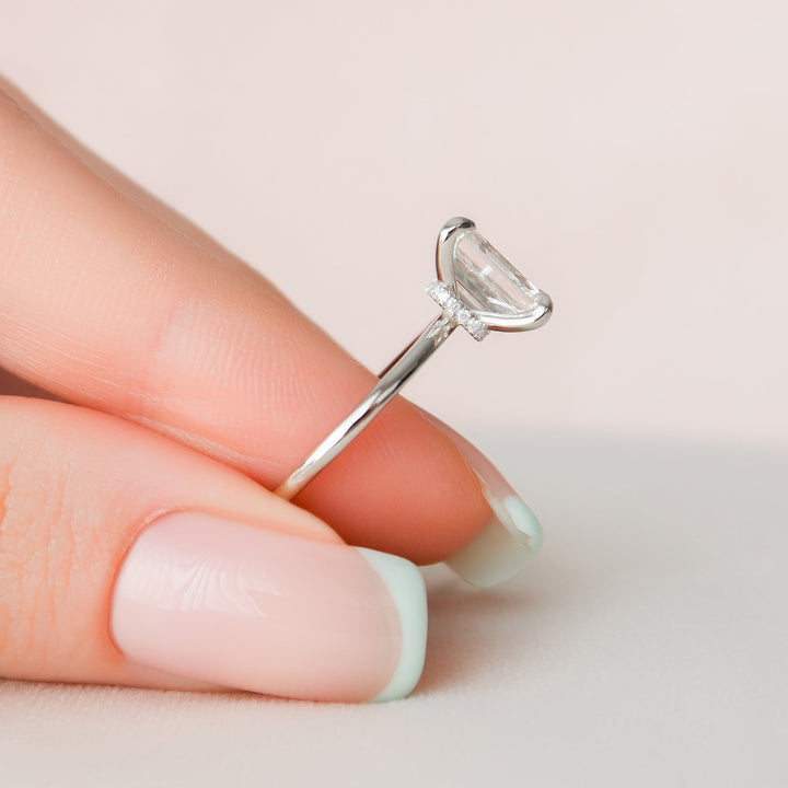 The Navy Emerald Lab Diamond Moissanite Engagement Ring *Shown with 2.5 ct #material_white