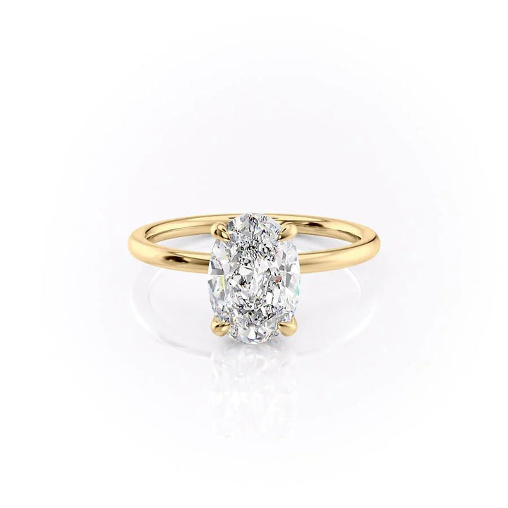 The Navy Set With Oval Solitaire Lab Diamond 1 Carat 14K Gold#material_gold