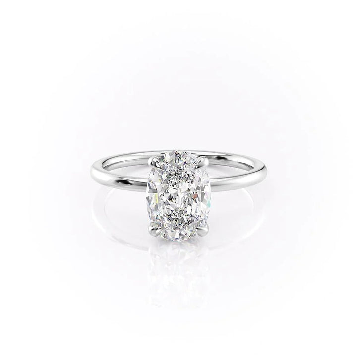 The Navy Set With Oval Solitaire Lab Diamond 1 Carat 14K White#material_white