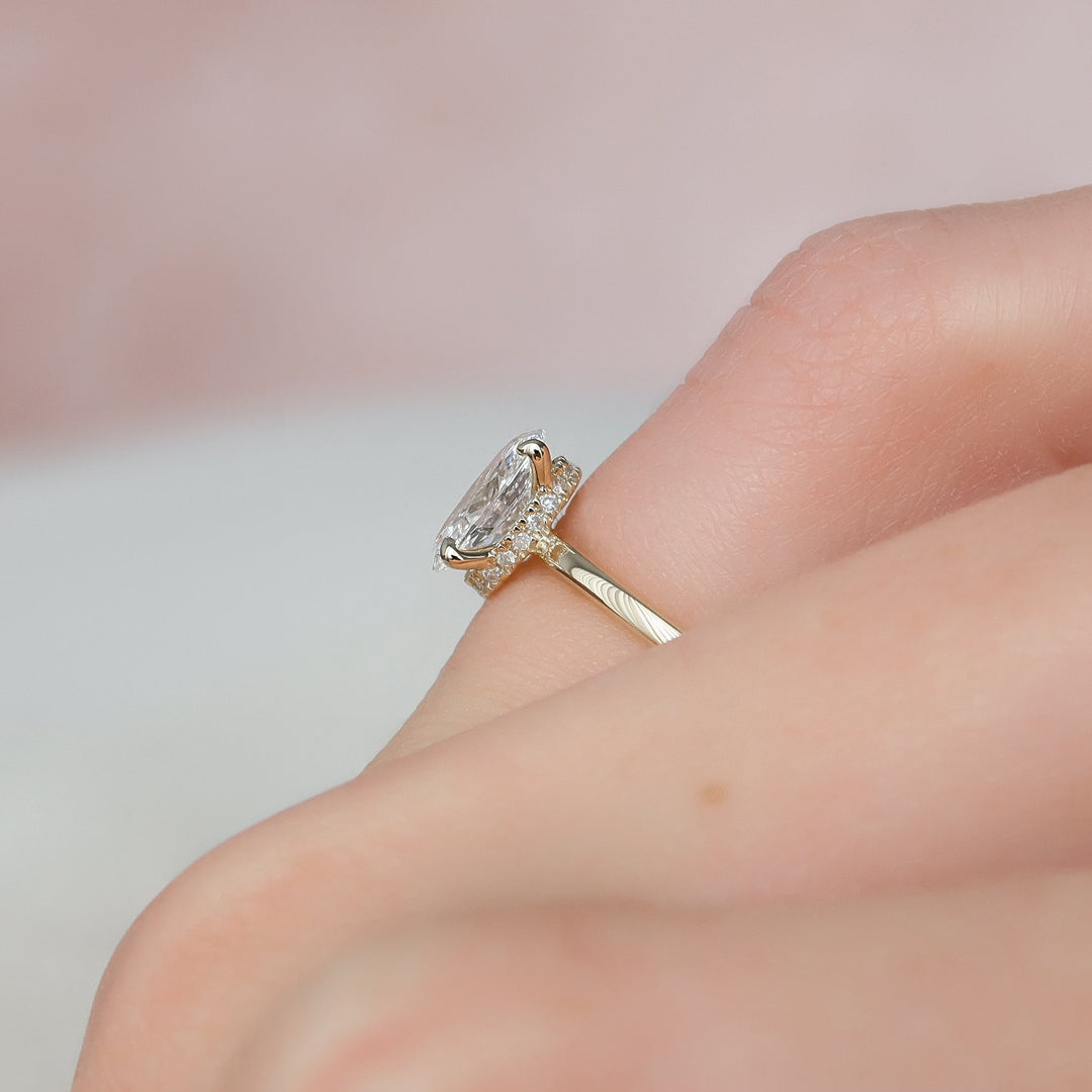 The Navy Oval Lab Diamond Moissanite Engagement Ring