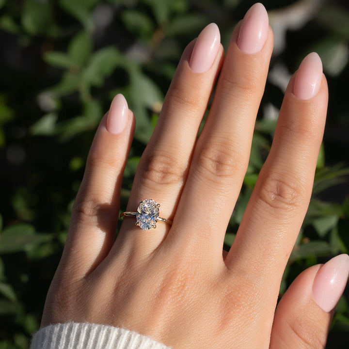 The Navy Oval Lab Diamond Moissanite Engagement Ring *Shown with 2 ct #material_gold