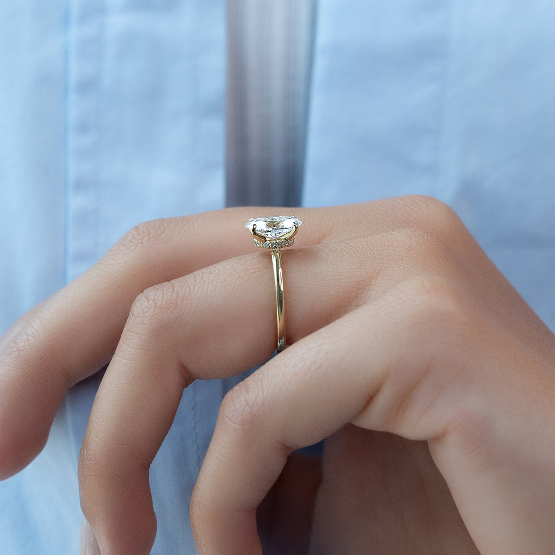 The Navy Oval Lab Diamond Moissanite Engagement Ring