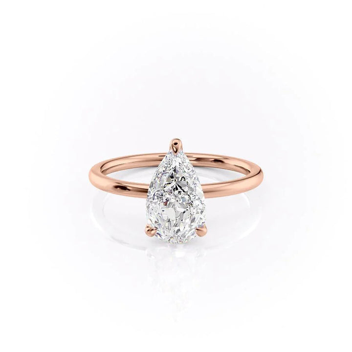 The Navy Set With Pear Solitaire Lab Diamond 1 Carat 14K Rose#material_rose