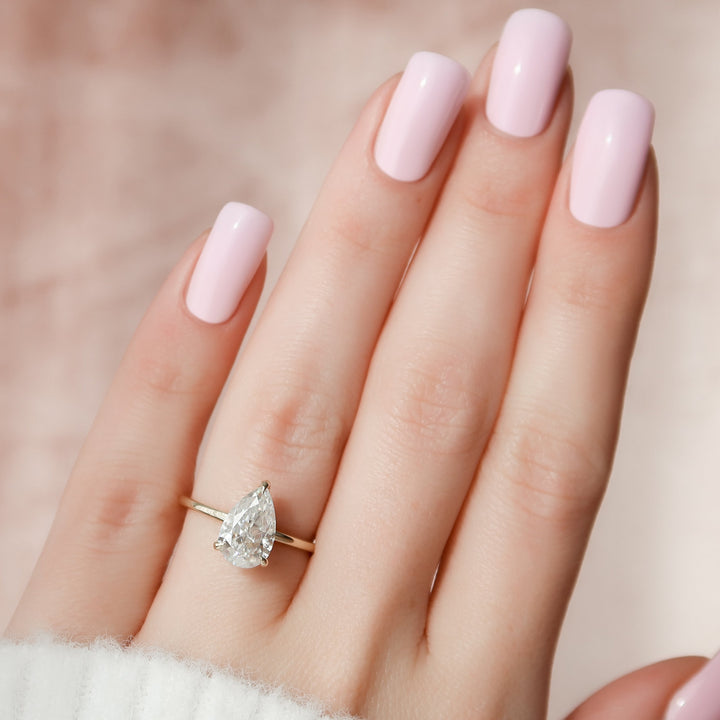 The Navy Pear Lab Diamond Moissanite Engagement Ring *Shown with 2 ct #material_gold