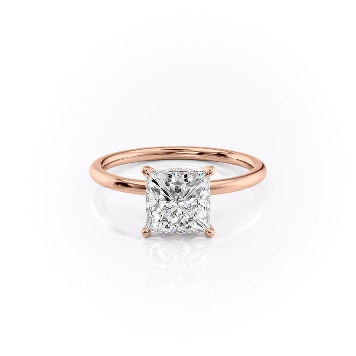 The Navy Set With Princess Solitaire Lab Diamond 1 Carat 14K Rose#material_rose