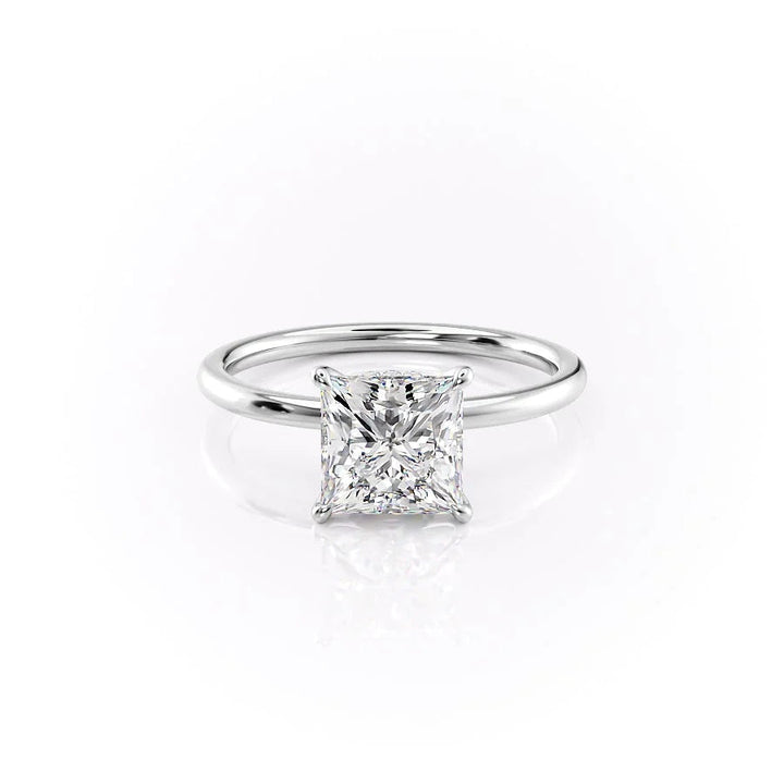The Navy Set With Princess Solitaire Lab Diamond 1 Carat 14K White#material_white