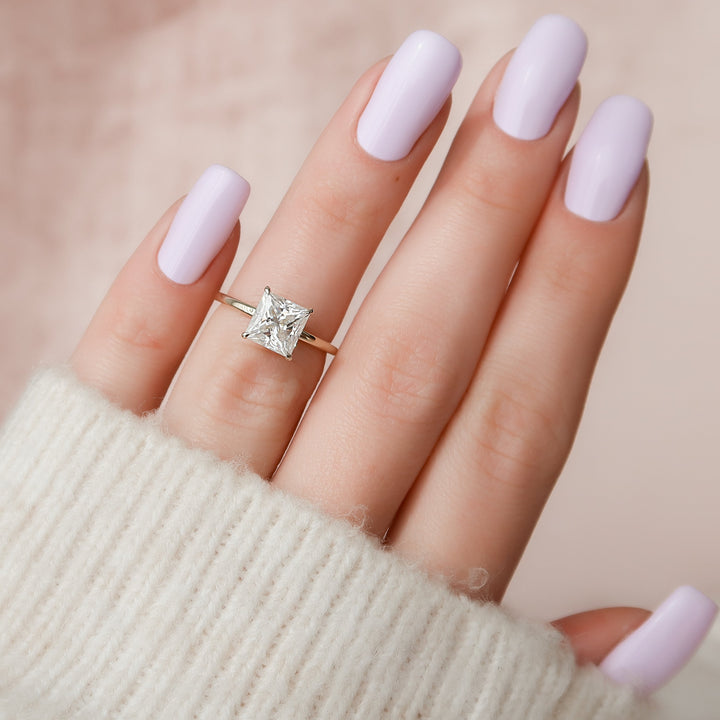 The Navy Princess Lab Diamond Moissanite Engagement Ring *Shown with 2 ct #material_gold