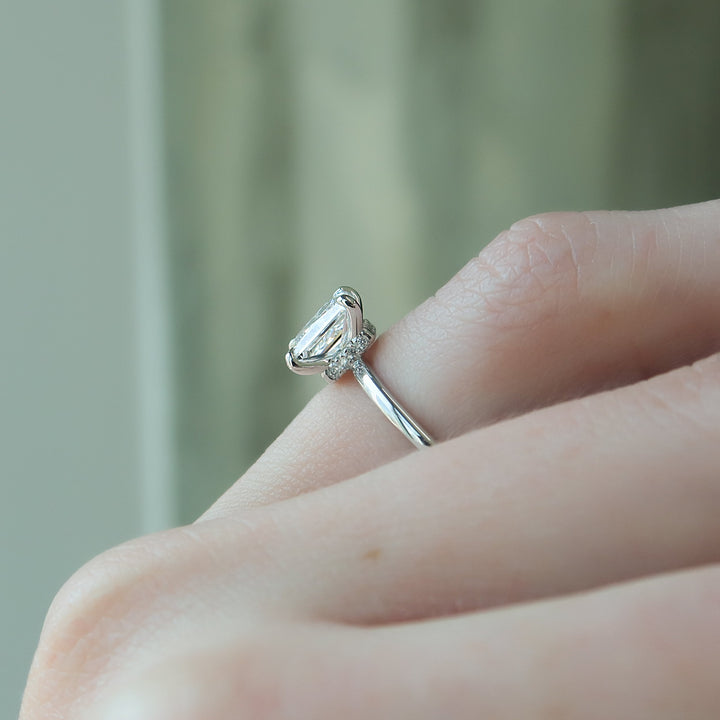 The Navy Princess Lab Diamond Moissanite Engagement Ring *Shown with 1.5 ct #material_white