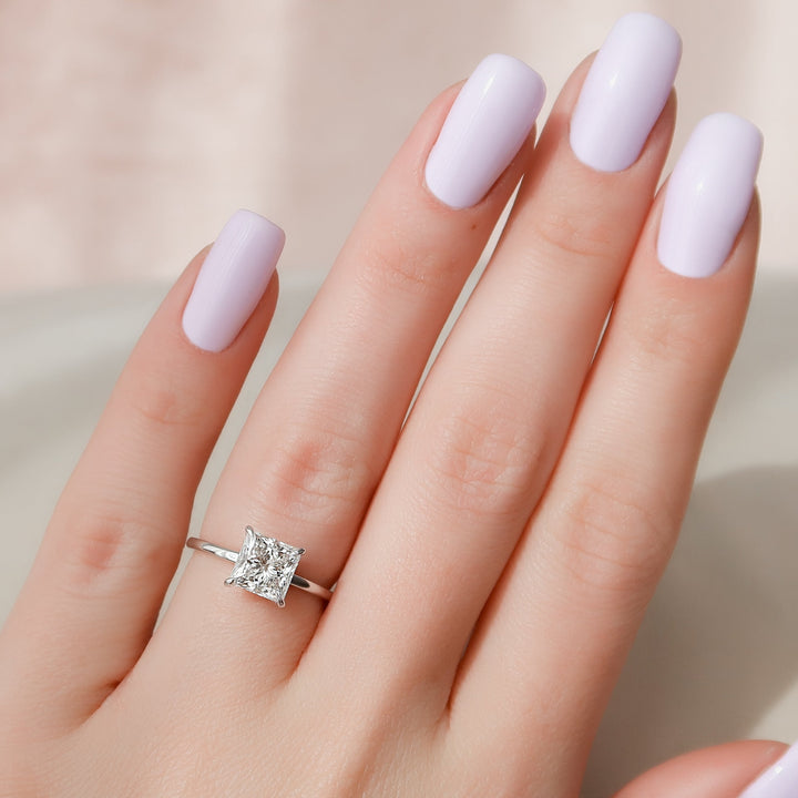 The Navy Princess Lab Diamond Moissanite Engagement Ring *Shown with 2 ct #material_white