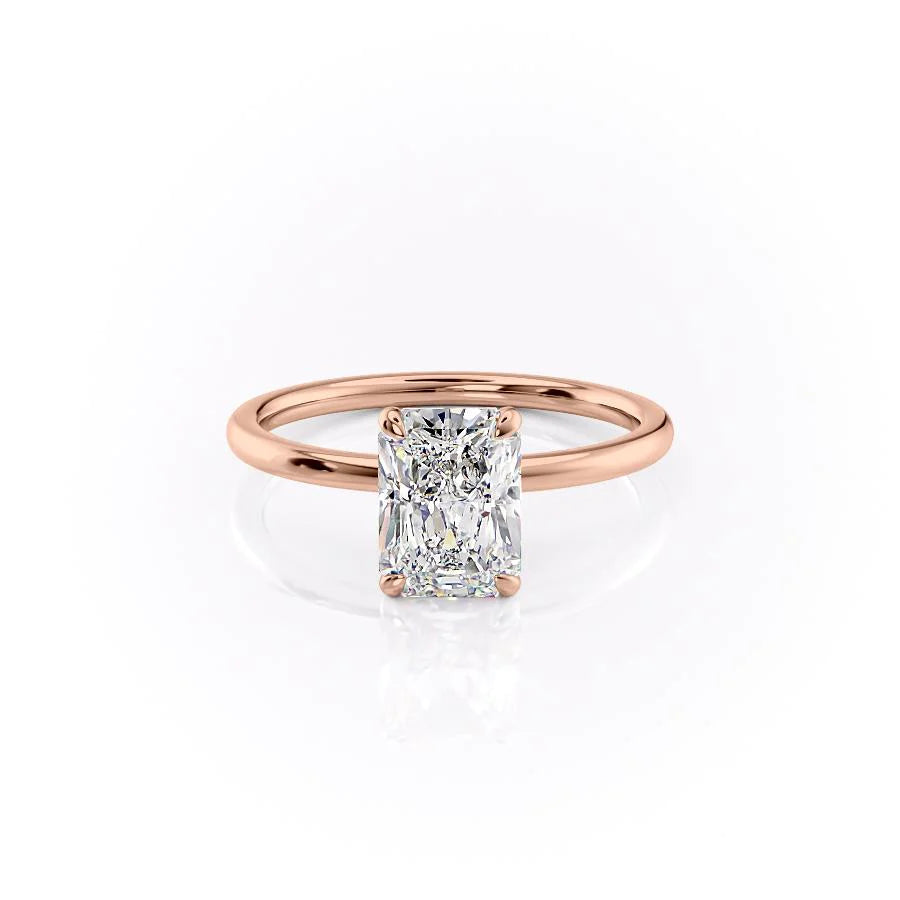 The Navy Set With Radiant Solitaire Lab Diamond 1 Carat 14K Rose#material_rose