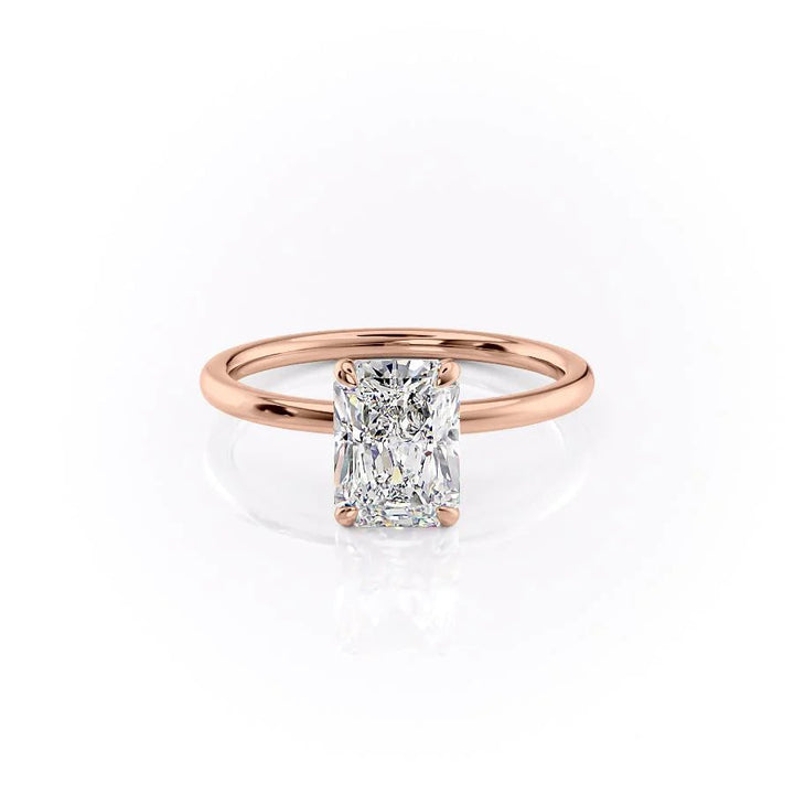 The Navy Set With Radiant Solitaire Lab Diamond 1 Carat 14K Rose#material_rose