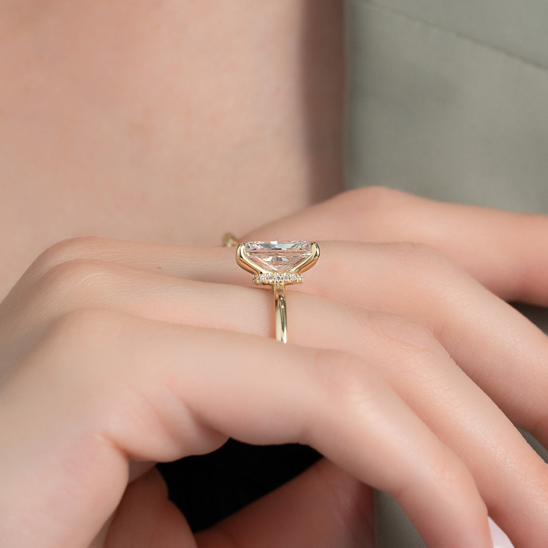 The Navy Radiant Lab Diamond Moissanite Engagement Ring