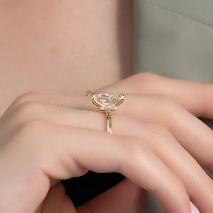 The Navy Radiant Lab Diamond Moissanite Engagement Ring *Shown with 3.5 ct #material_gold