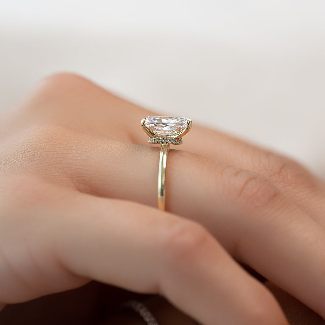 The Navy Radiant Lab Diamond Moissanite Engagement Ring