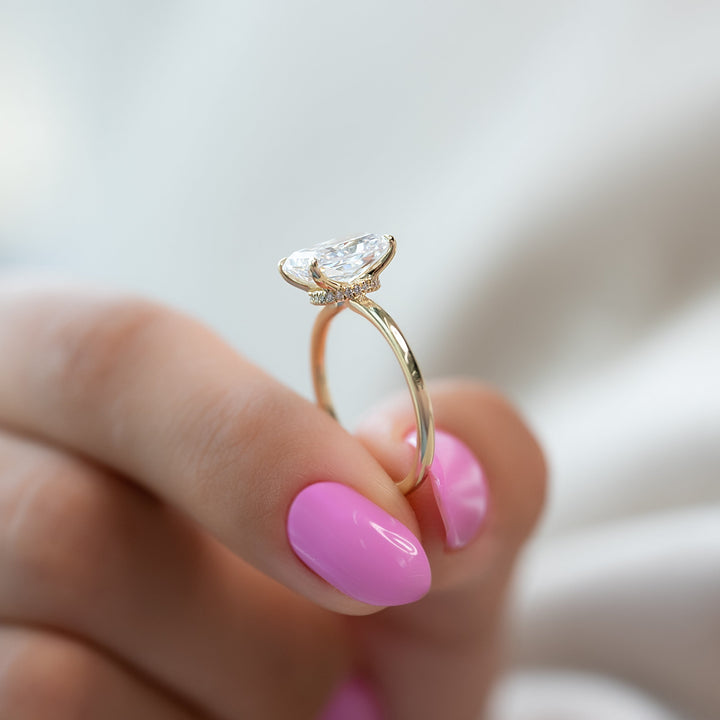 The Navy Radiant Lab Diamond Moissanite Engagement Ring *Shown with 2.5 ct #material_gold