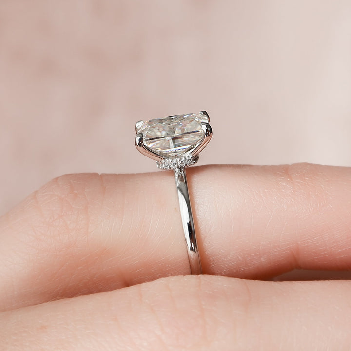 The Navy Radiant Lab Diamond Moissanite Engagement Ring *Shown with 2.5 ct #material_white