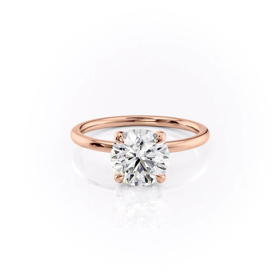 The Navy Set With Round Solitaire Lab Diamond 1 Carat 14K Rose#material_rose
