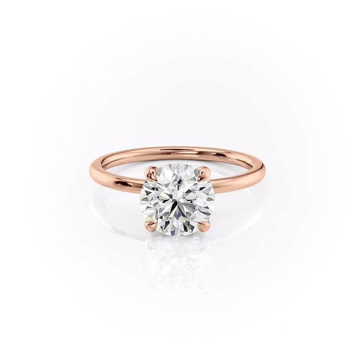 The Navy Set With Round Solitaire Lab Diamond 1 Carat 14K Rose#material_rose
