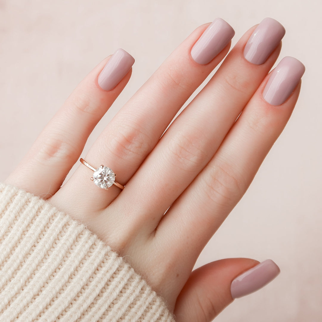 The Navy Set With Round Solitaire Lab Diamond 2 Carat 14K Rose#material_rose