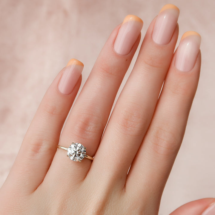 The Navy Round Lab Diamond Moissanite Engagement Ring *Shown with 2 ct #material_gold