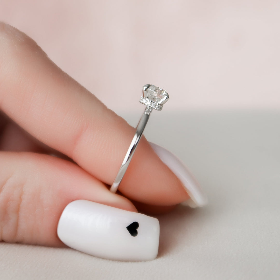 The Navy Round Lab Diamond Moissanite Engagement Ring