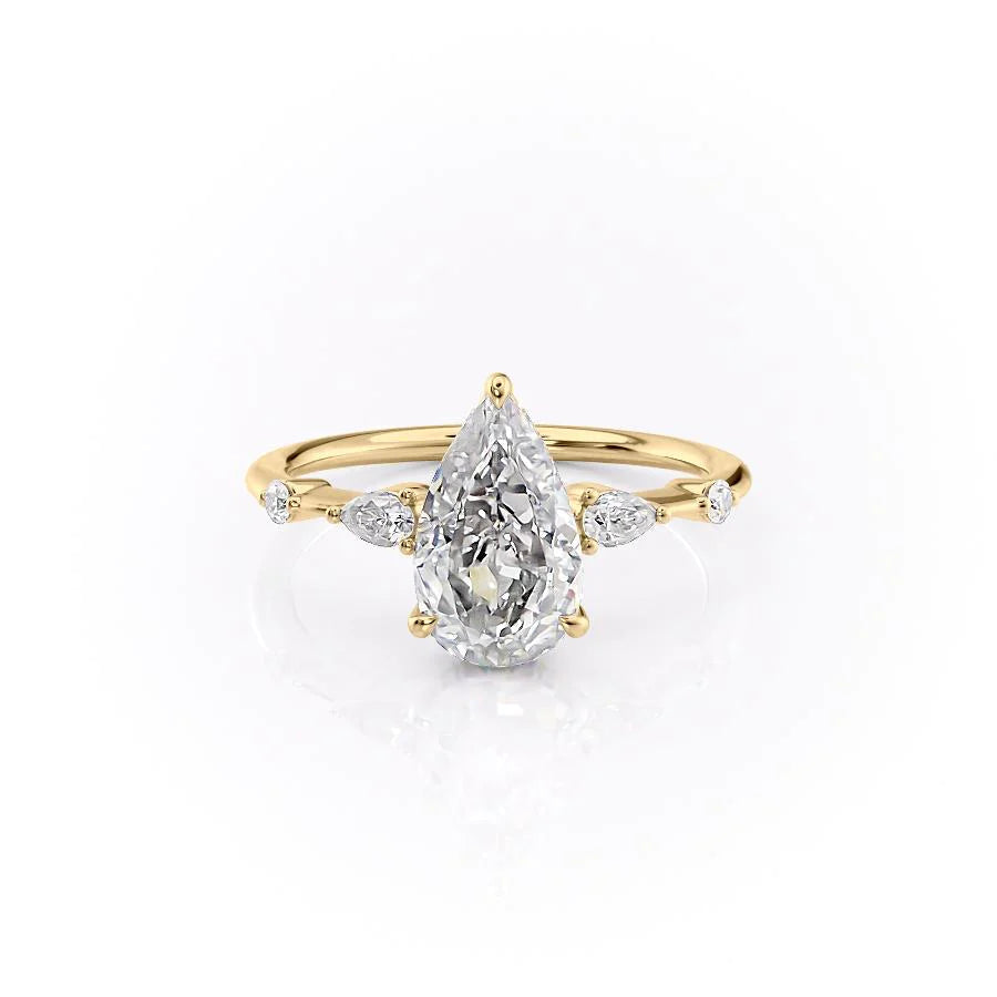 The Niko Set With Pear Three Stone Moissanite#material_gold