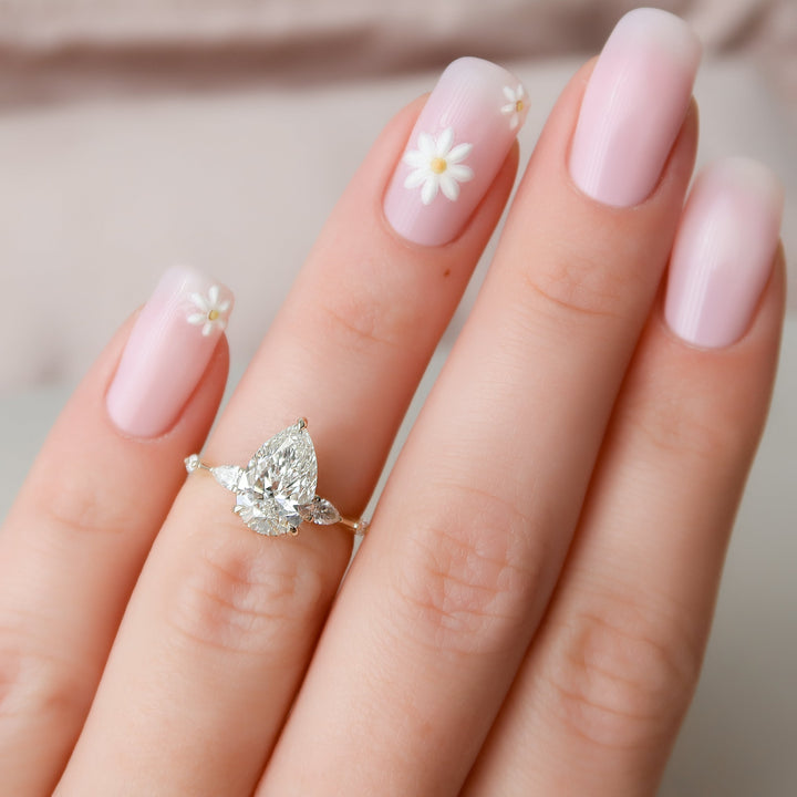 The Niko Set With Pear Three Stone Lab Diamond 2 Carat 14K Gold#material_gold