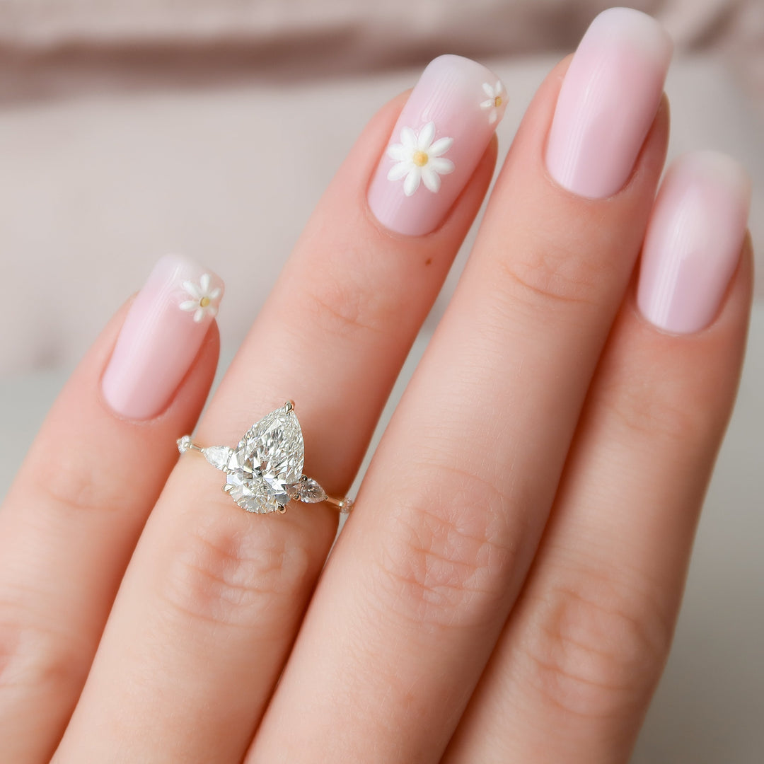 The Niko Set With Pear Three Stone Lab Diamond 2 Carat 14K Gold#material_gold