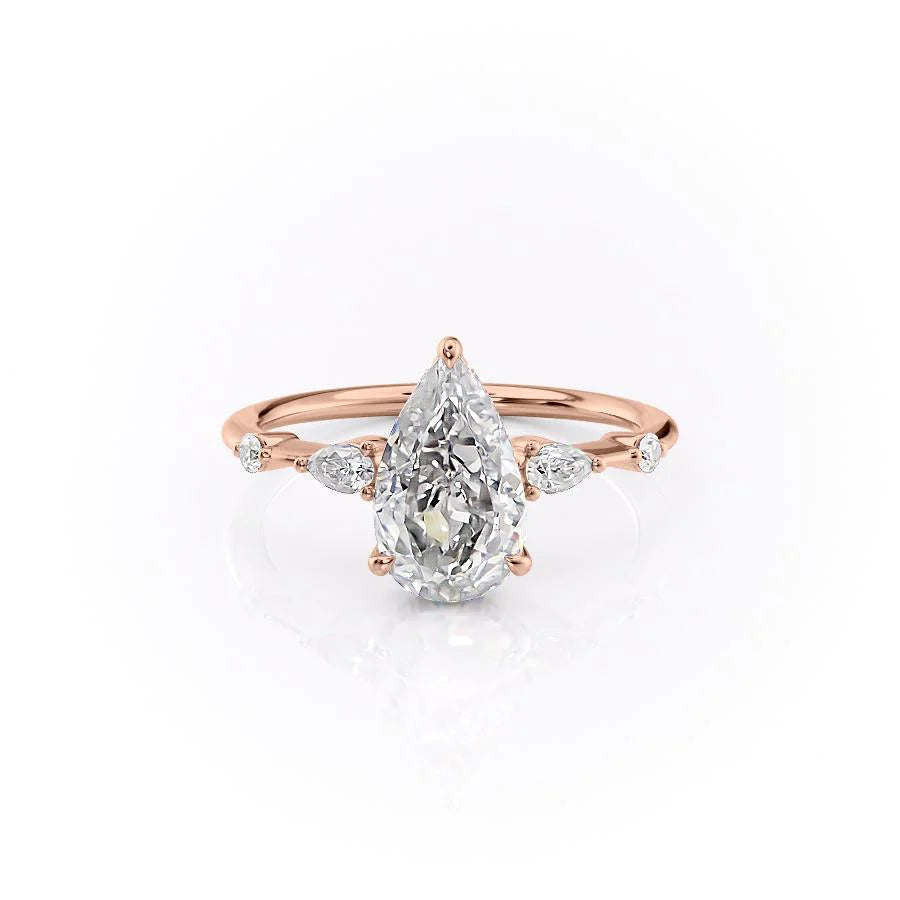 The Niko Set With Pear Three Stone Moissanite#material_rose