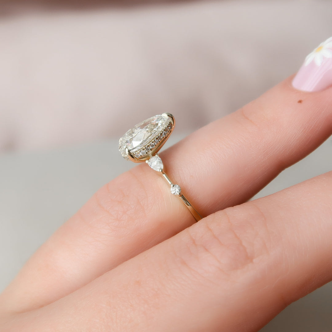 The Niko Pear Lab Diamond Moissanite Engagement Ring