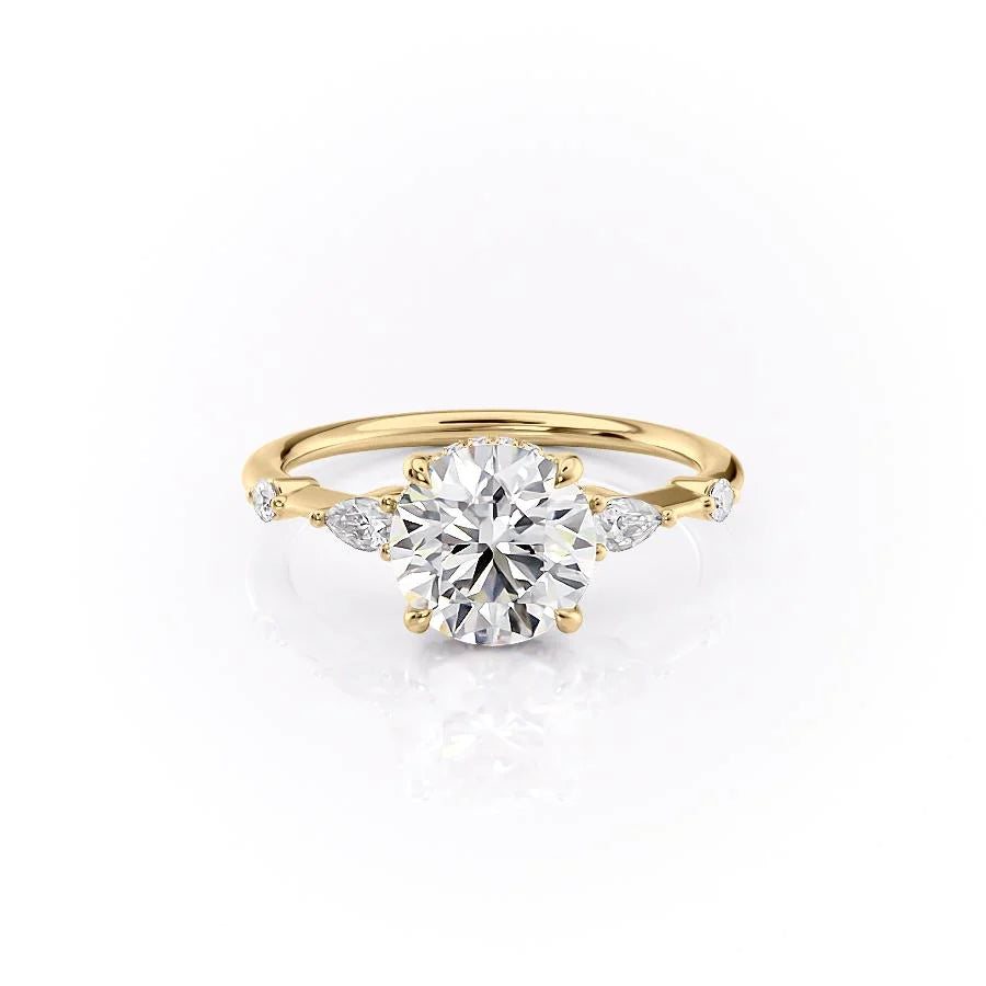 The Niko Set With Round Three Stone Lab Diamond 1 Carat 14K Gold#material_gold