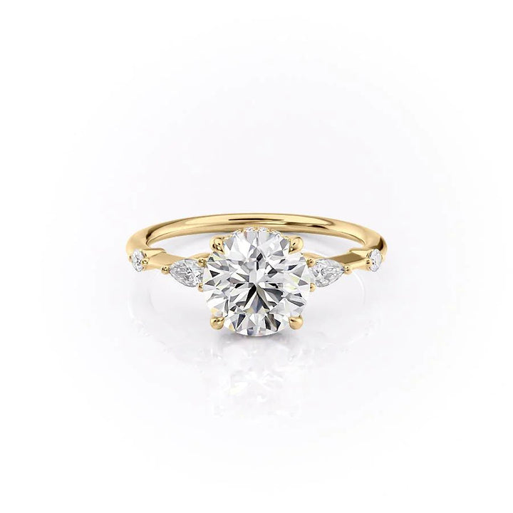 The Niko Set With Round Three Stone Lab Diamond 1 Carat 14K Gold#material_gold