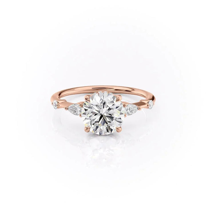 The Niko Set With Round Three Stone Lab Diamond 1 Carat 14K Rose#material_rose