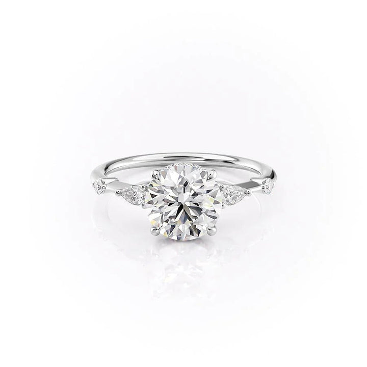 The Niko Set With Round Three Stone Lab Diamond 1 Carat 14K White#material_white