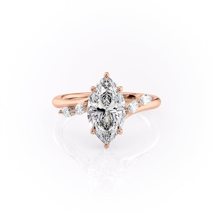 The Nora Set With Marquise Side Stone Lab Diamond 1 Carat 14K Rose#material_rose