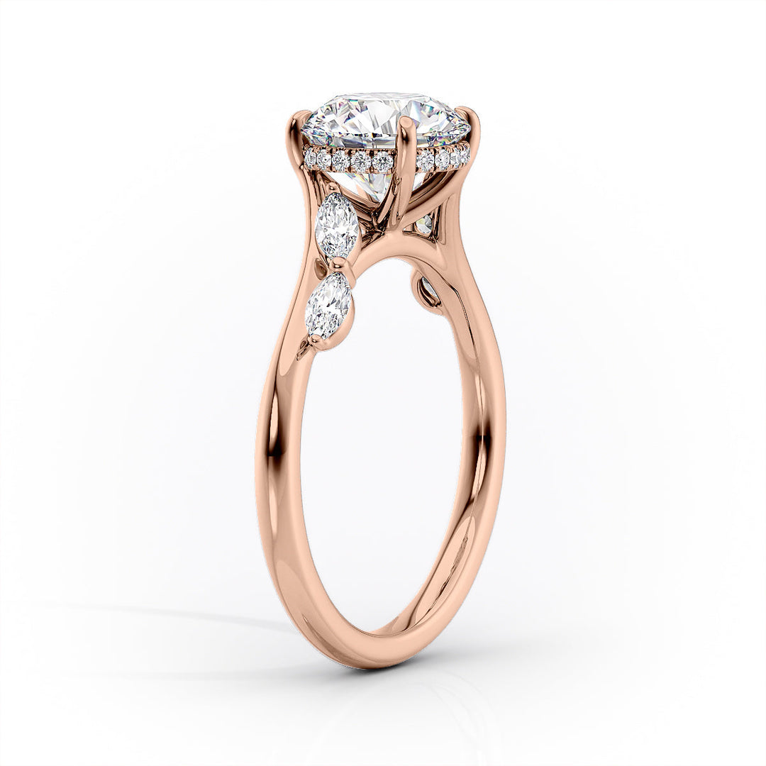 The Nora Set With Marquise Side Stone Lab Diamond 1.5 Carat 14K Rose#material_rose