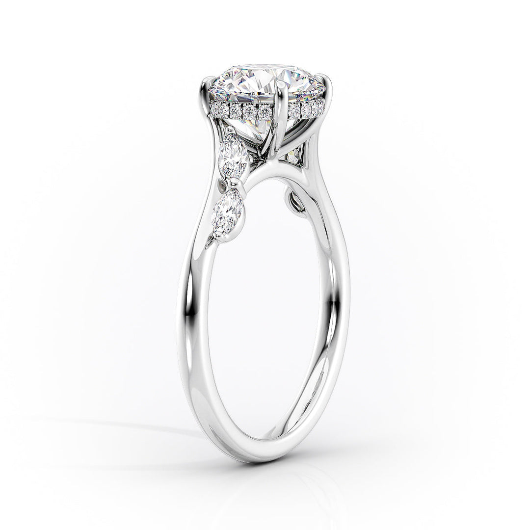 The Nora Set With Marquise Side Stone Lab Diamond 1.5 Carat 14K White#material_white