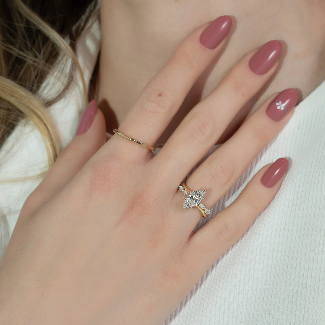 The Nora Marquise Lab Diamond Moissanite Engagement Ring