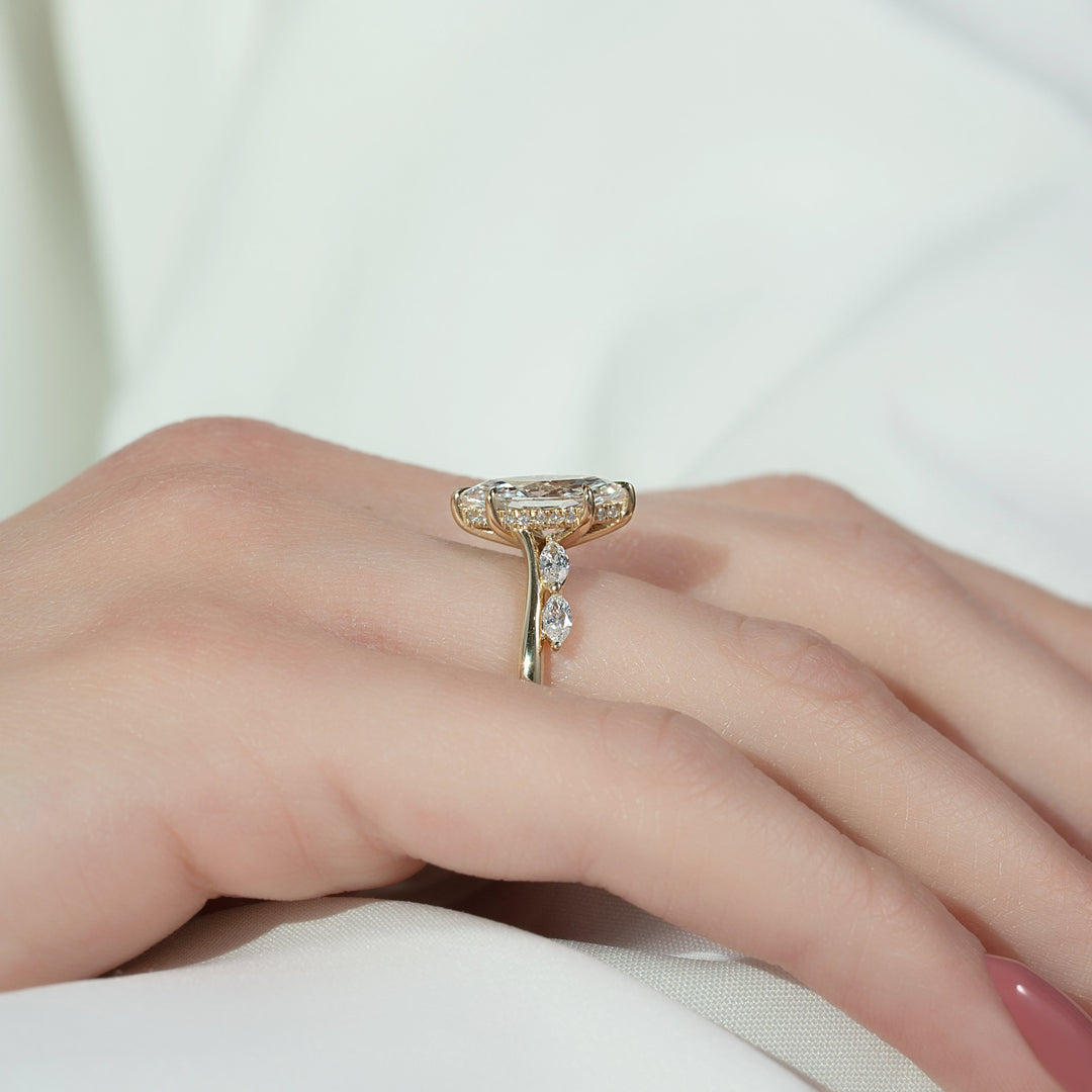 The Nora Marquise Lab Diamond Moissanite Engagement Ring