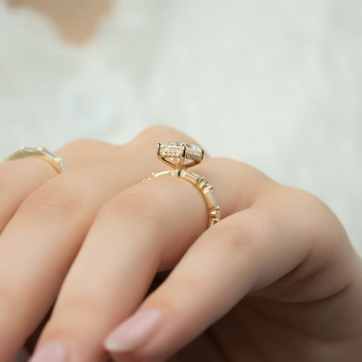 The Palmer Emerald Lab Diamond Moissanite Engagement Ring *Shown with 3 ct #material_gold