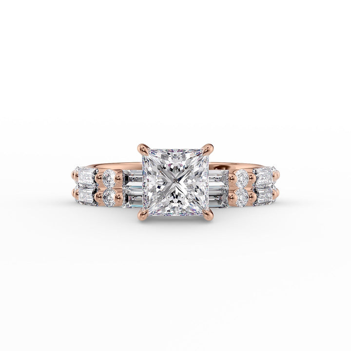 The Palmer Set With Princess Side Stone Moissanite#material_14k-rose