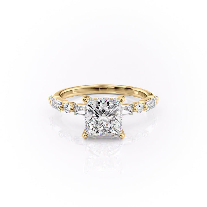 The Palmer Set With Princess Side Stone Moissanite#material_18k-gold