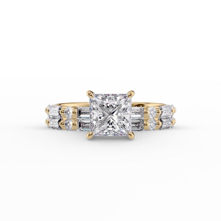 The Palmer Set With Princess Side Stone Moissanite#material_18k-gold