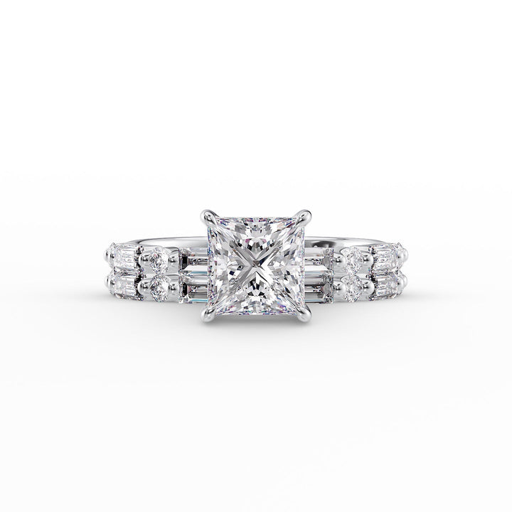 The Palmer Set With Princess Side Stone Moissanite#material_18k-white
